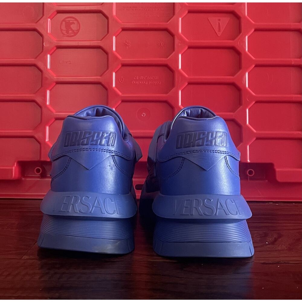 $999 NIB Versace Odissea Blue Leather Low Top Sneaker Shoes Size US 13 Euro 46 D - Picture 7 of 8